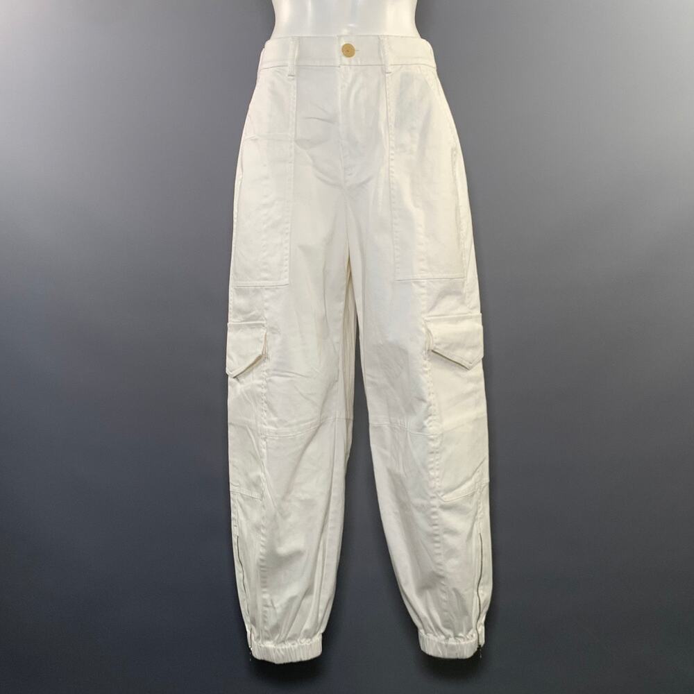 ATM Size 4 White Cotton Cargo Casual Pants